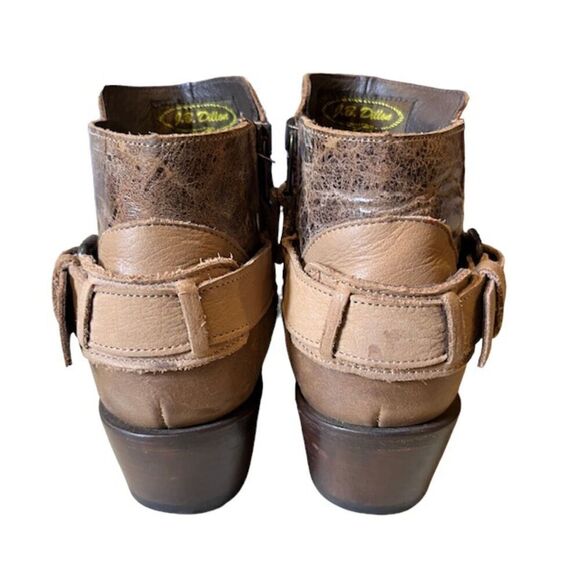 J.B. Dillon Women's Leather Brown Short Heeled Textured Strap Boots Size 6.5 - Picture 6 of 11